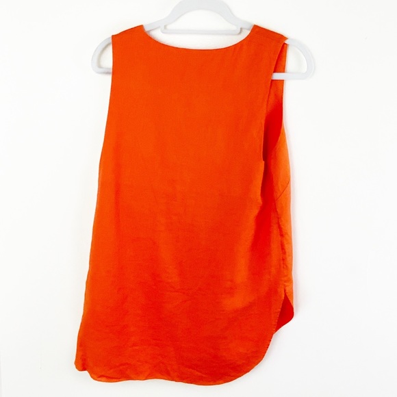 Neiman Marcus Orange Sleeveless V-Neck Tank - Picture 5 of 5